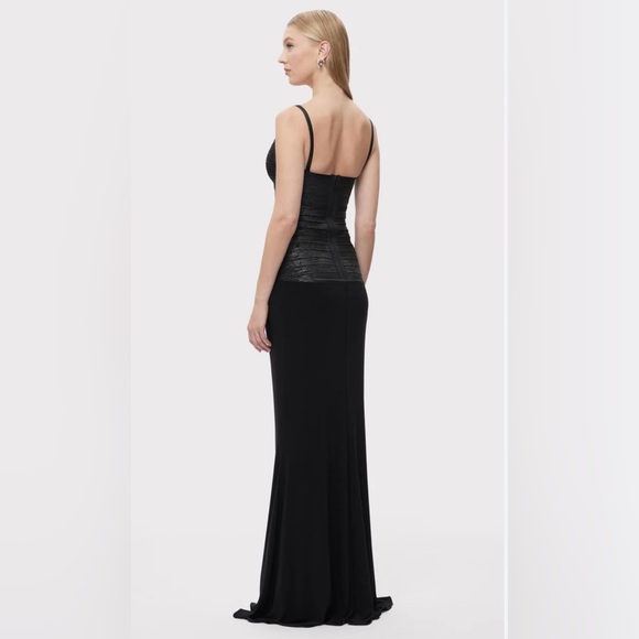 Herve Leger Black Ribbed Trumpet Maxi Dress - Picture 2 of 5